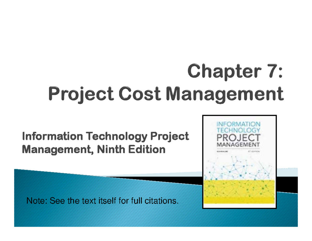 Chapter 7 Project cost management - class slides - Information ...