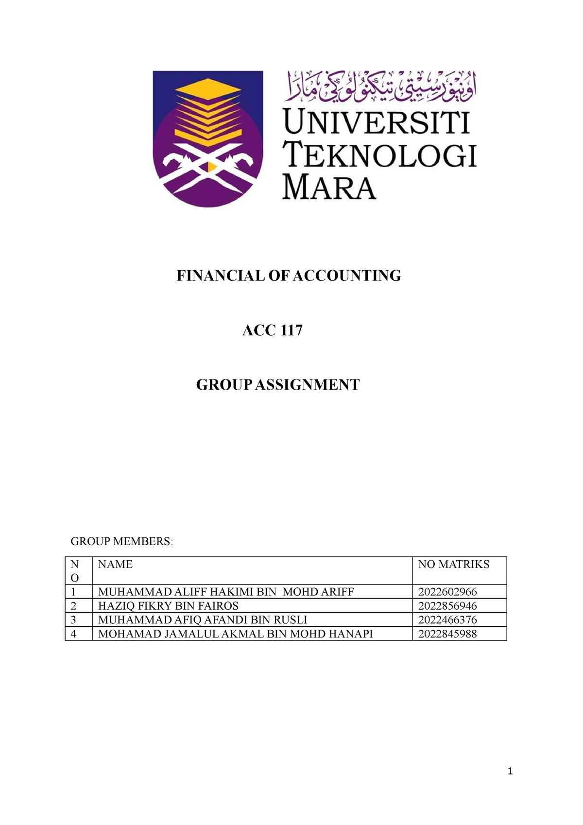 acc117 group assignment example