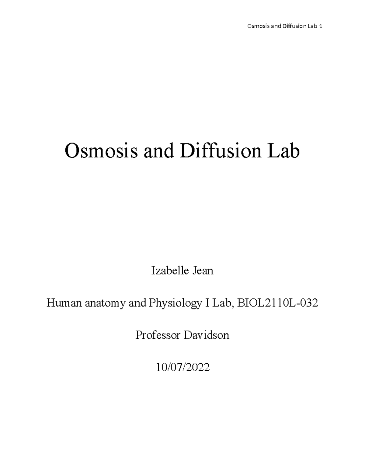 Osmosis and Diffusion Lab - Osmosis and Diffusion Lab Izabelle Jean ...