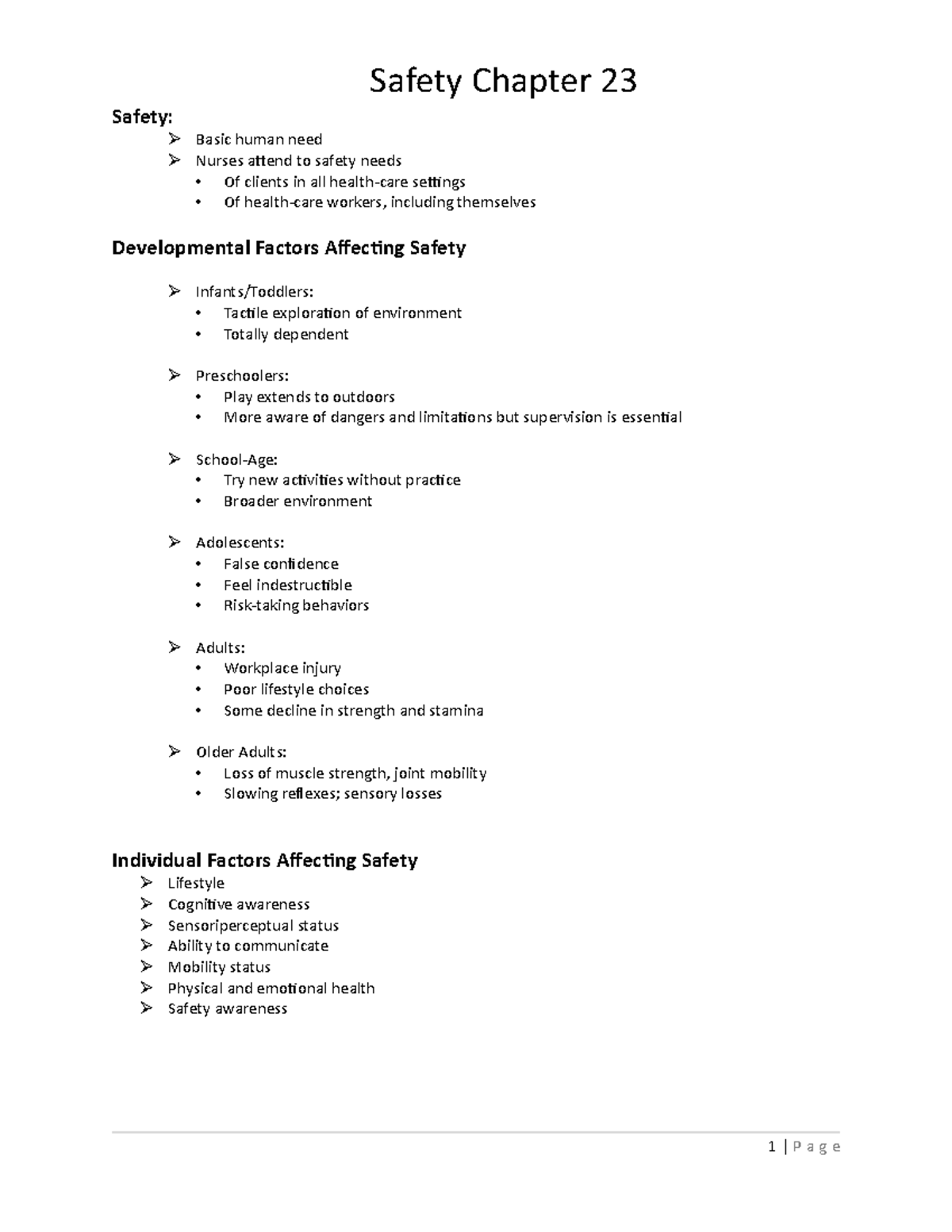 Safety Chapter 23 Outline - Safety Chapter 23 Safety: Basic human need ...