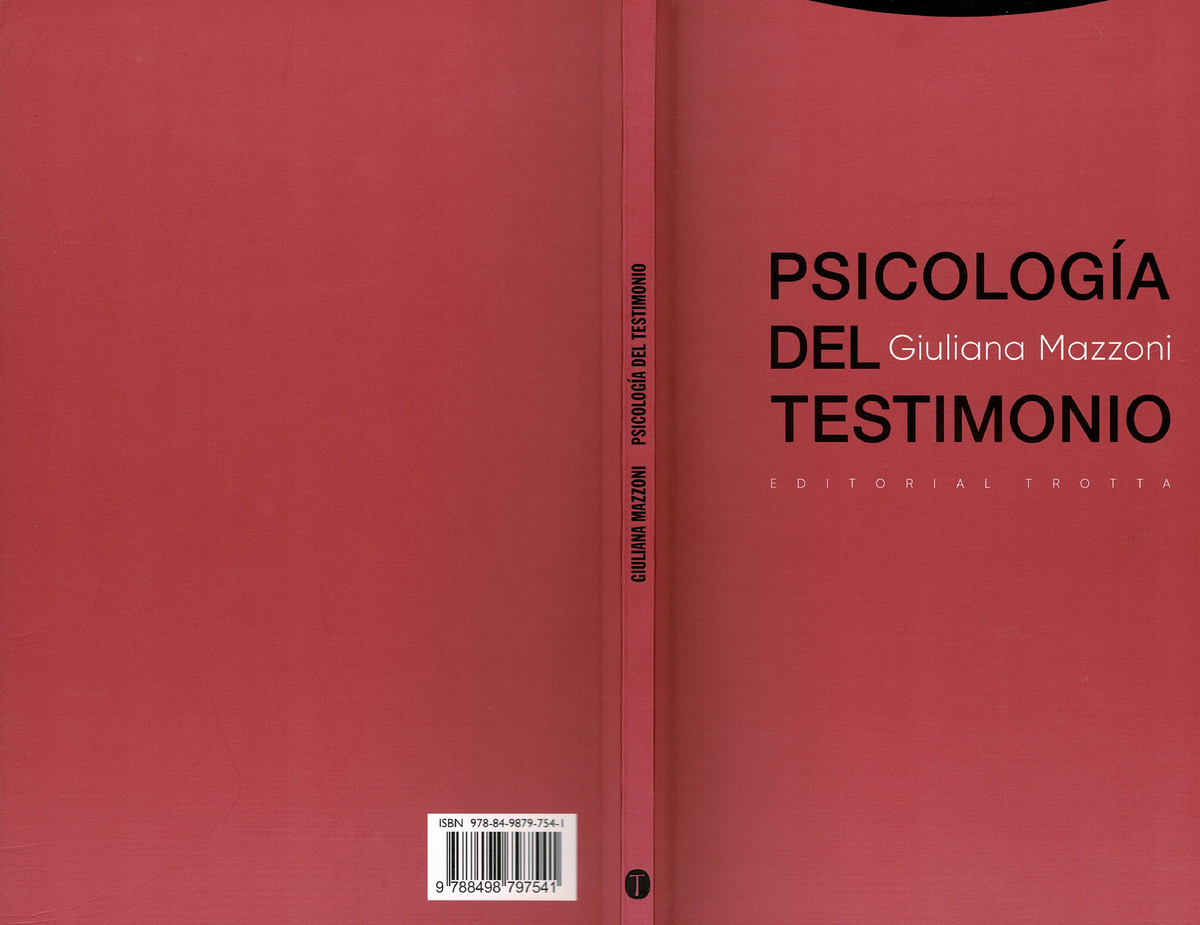 Psicologia DEL Testimonio- Mazzoni - Psicología - Studocu