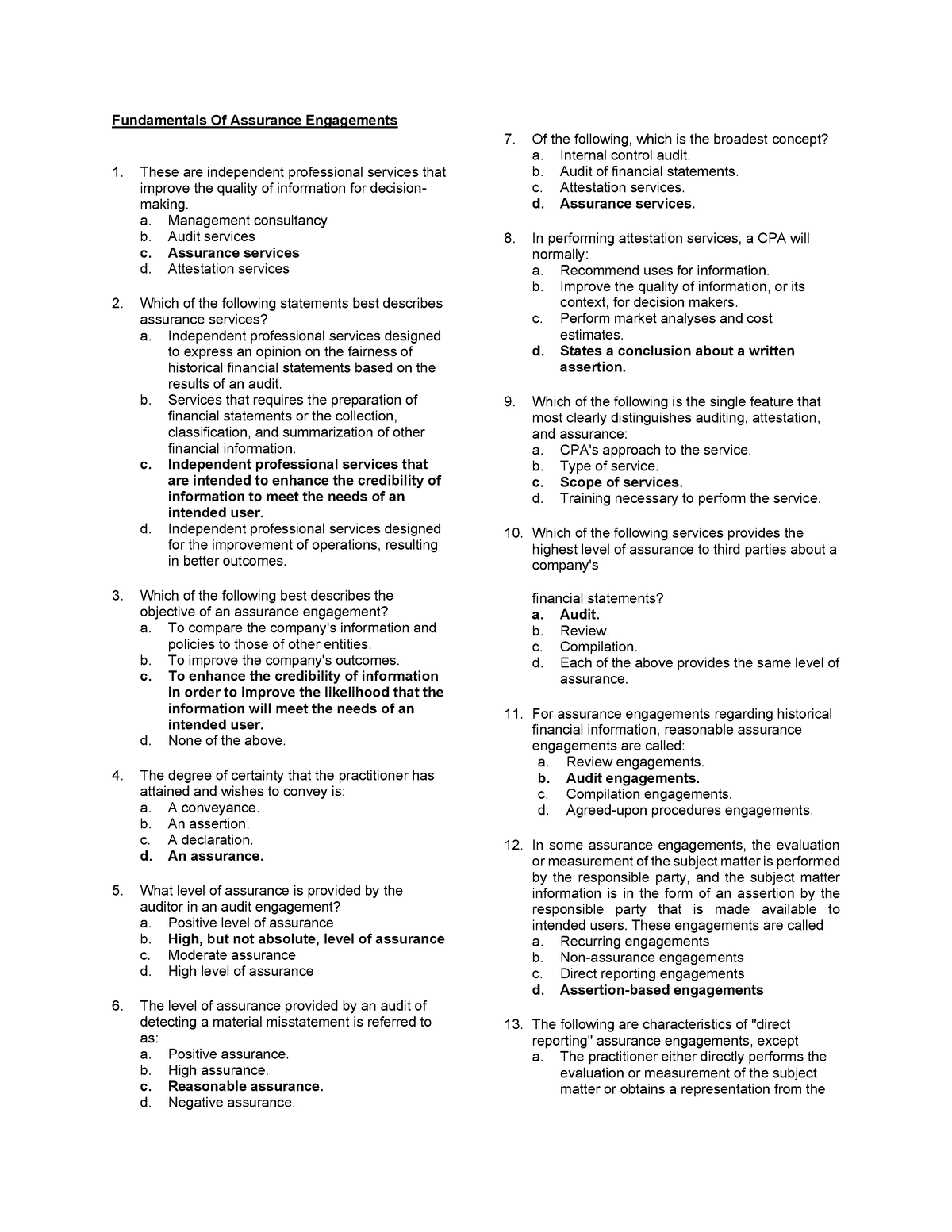 Fundamentals Of Assurance Engagements 1 - Fundamentals Of Assurance ...