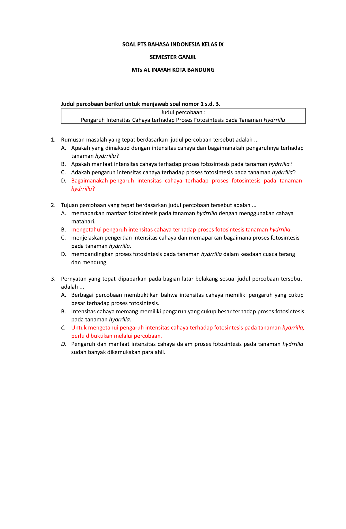 SOAL PTS Bahasa Indonesia Kelas IX Ganjil Edited 2022 - SOAL PTS BAHASA ...