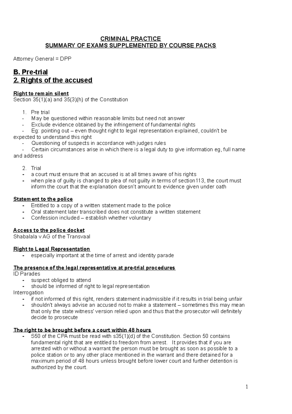 Board Notes - Criminal Practice - edited - CRIMINAL PRACTICE SUMMARY OF ...