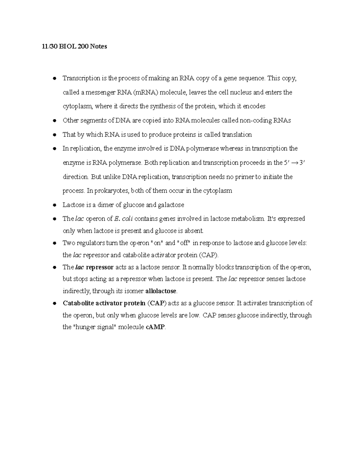 11 30 BIOL 200 Notes - Barry Margulies - 11/30 BIOL 200 Notes ...