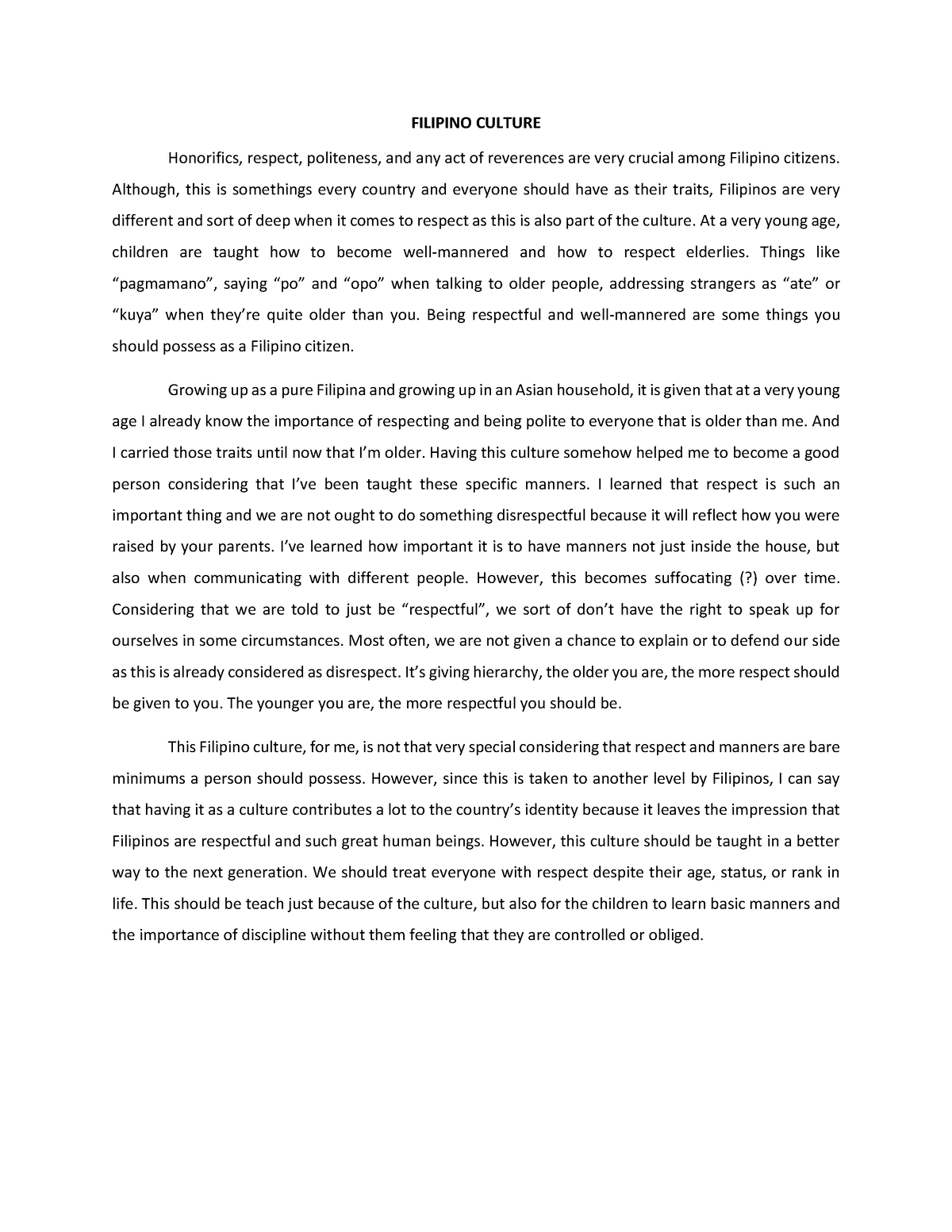 filipino culture essay pdf