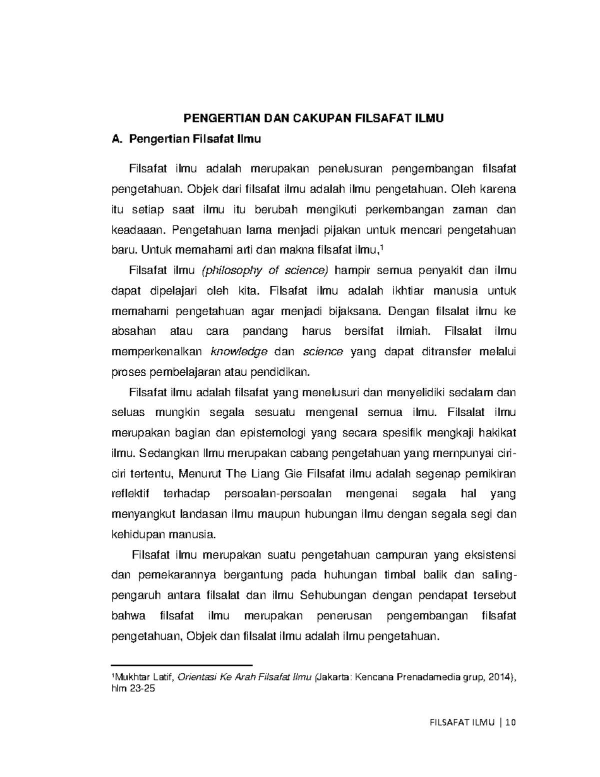 Sejarah Filsafat ILMU - PENGERTIAN DAN CAKUPAN FILSAFAT ILMU A ...