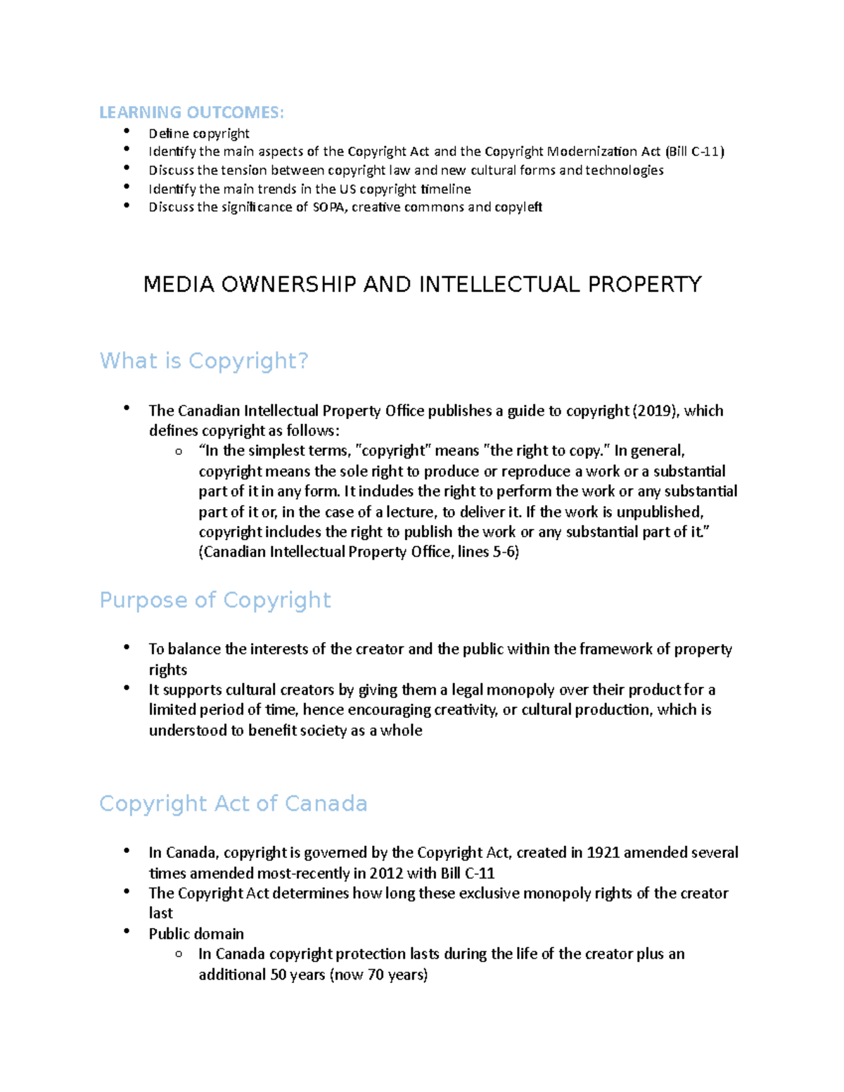 Lecture 8 WLU LEARNING Define copyright Identify the main