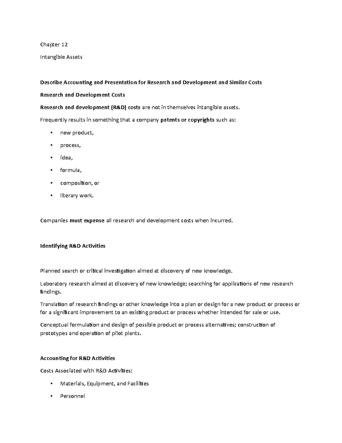 Chapter 12 Lecture Notes 6 - Chapter 12 Intangible Assets Describe ...