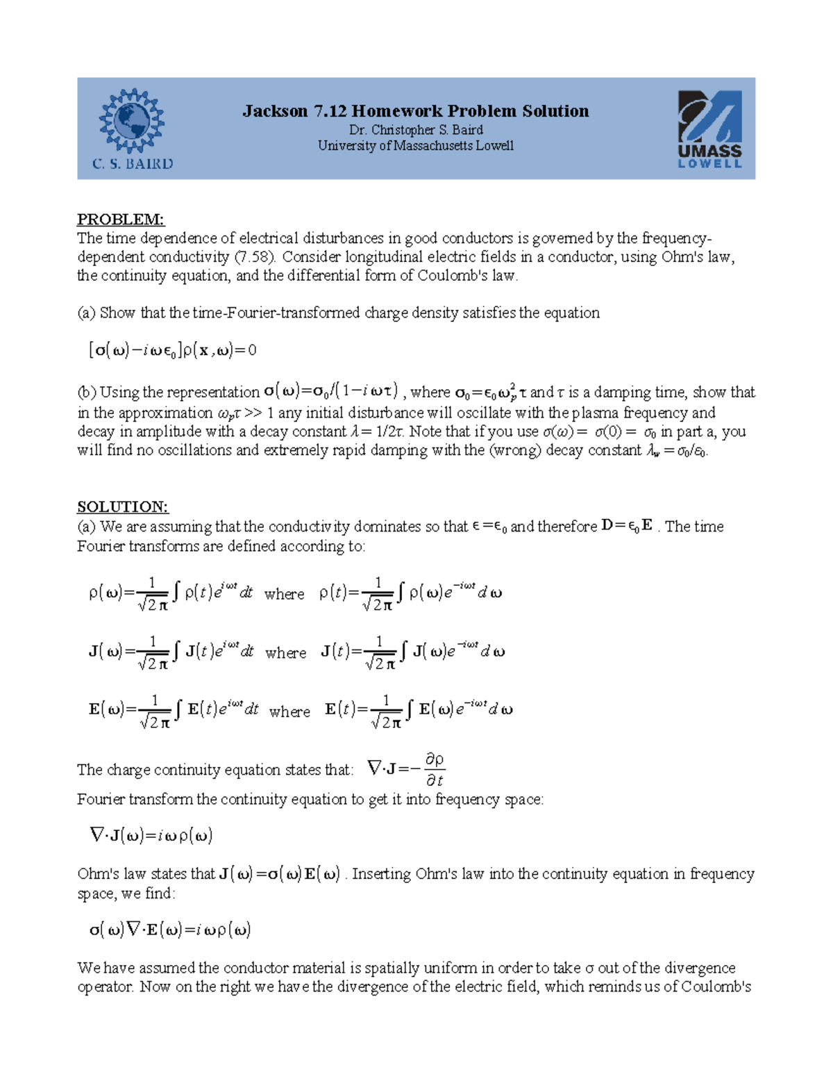 Jackson 7 12 Homework Solution Studocu