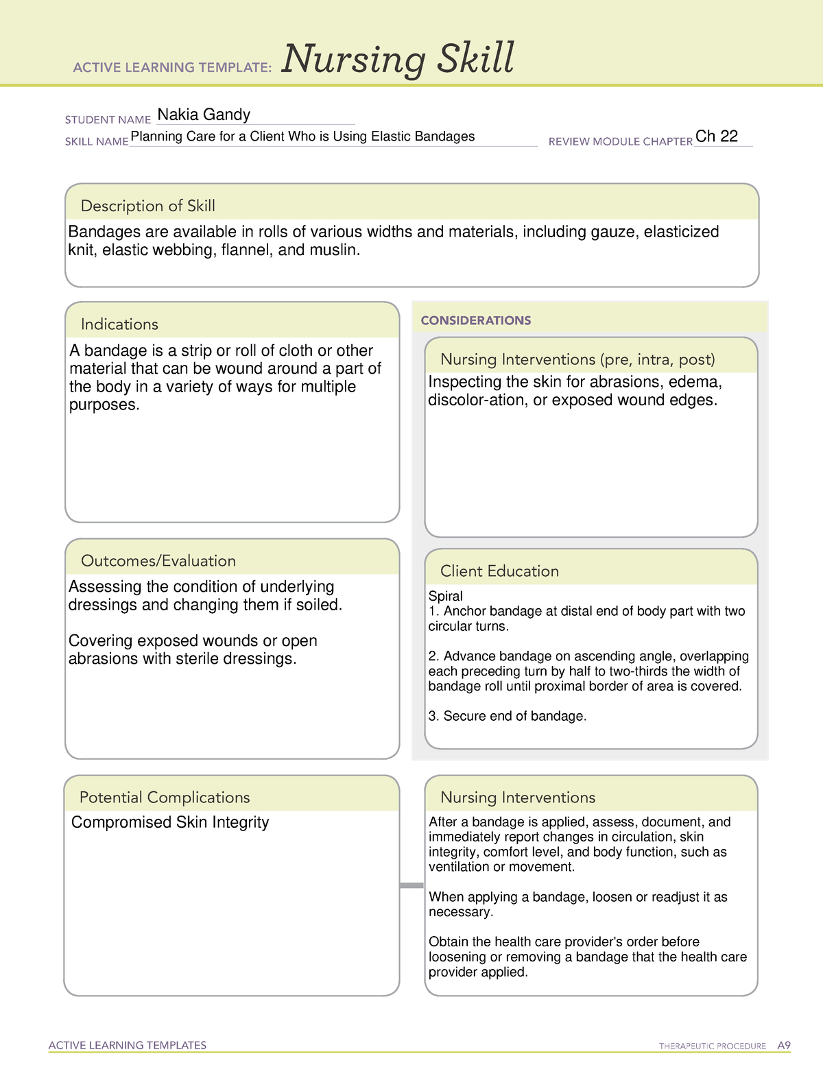 Active Learning Template Nursing Skill form B Potential For Alterations ...