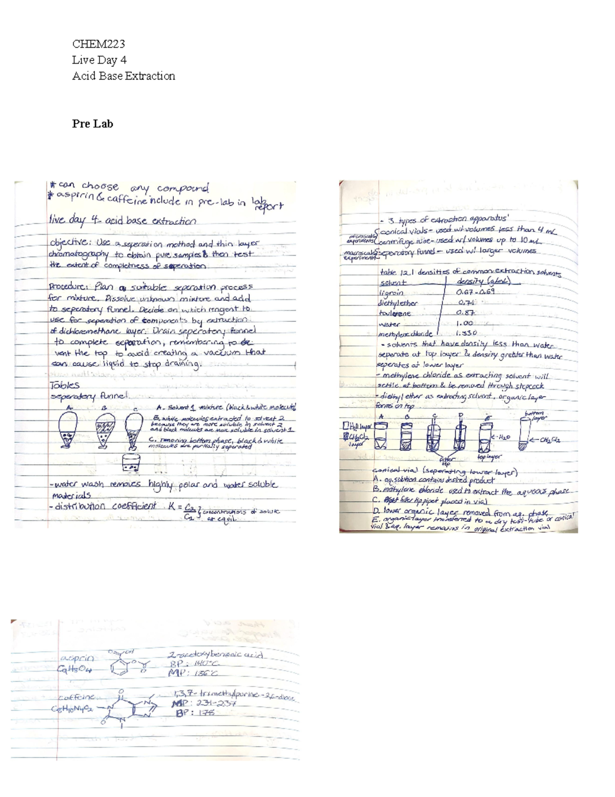 CHEM223 Live Day 4 Acid Base Extraction CHEM Live Day 4 Acid Base