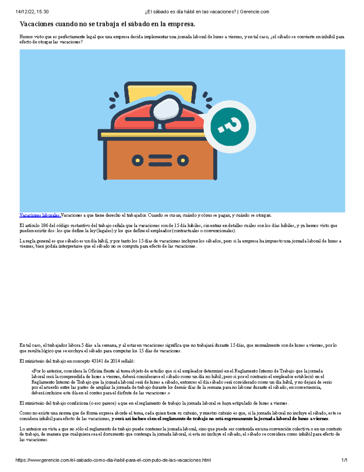 ¿El Sábado Es Día Hábil En Las Vacaciones Gerencie - 14/12/22, 15:30 ...