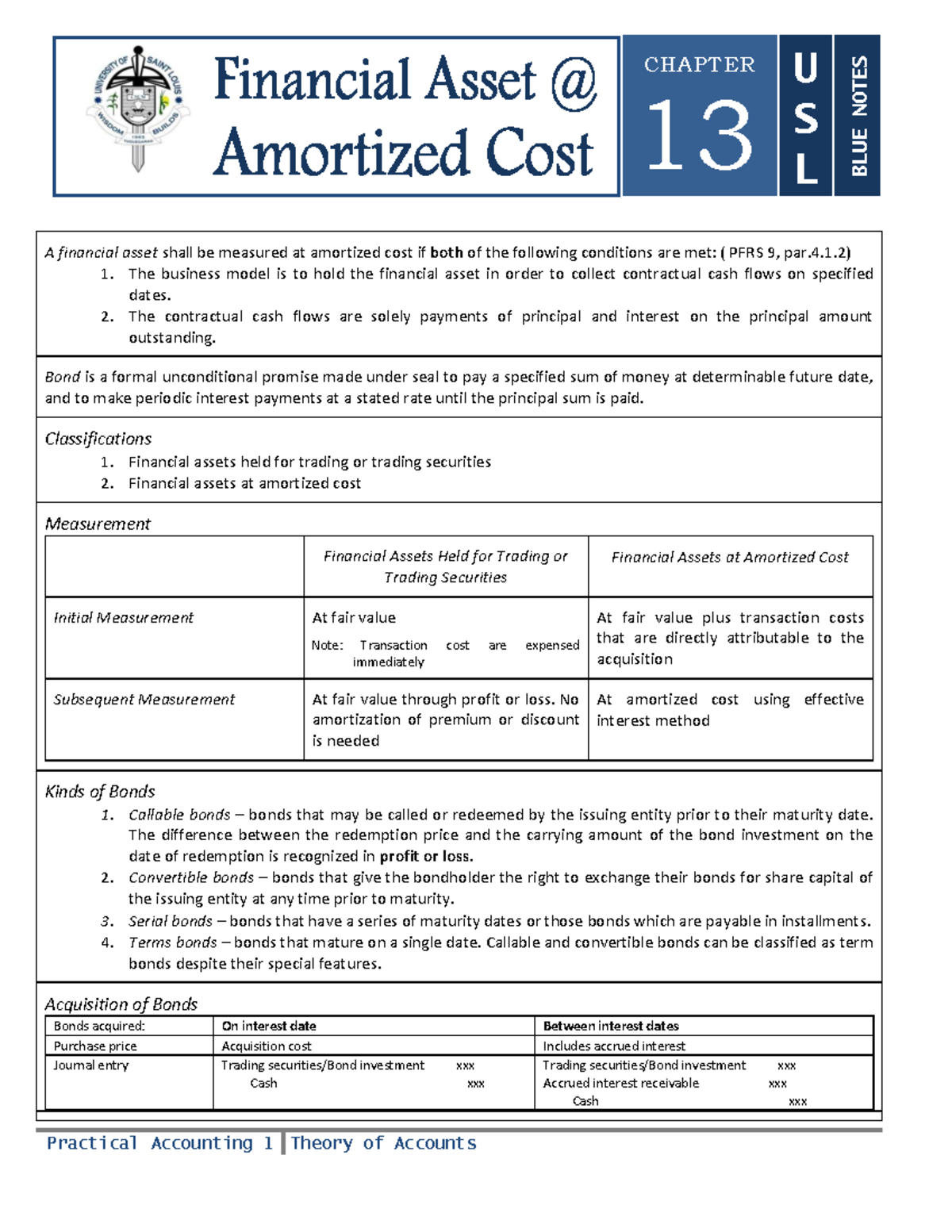 13 - lecture notes in finacial assets p2 - Practical Accounting 1 ...
