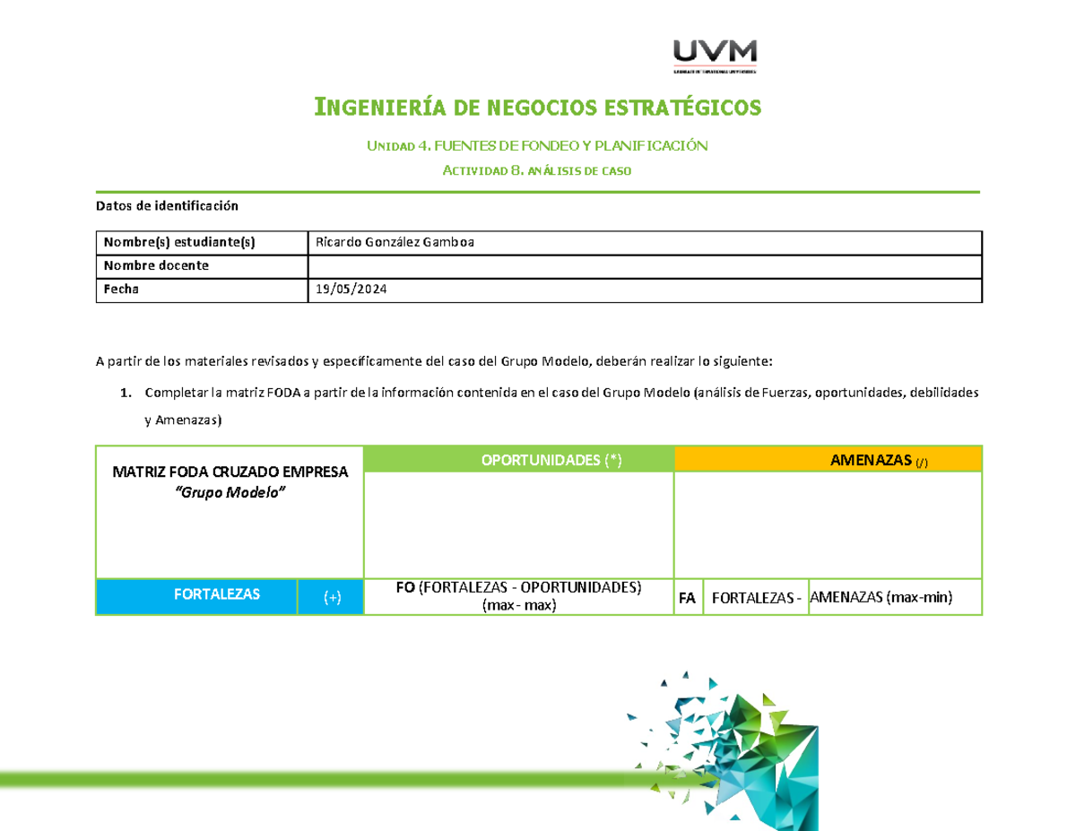 A8 RGG Analisis Caso - Actividad 8. Análisis De Caso - INGENIERÍA DE ...
