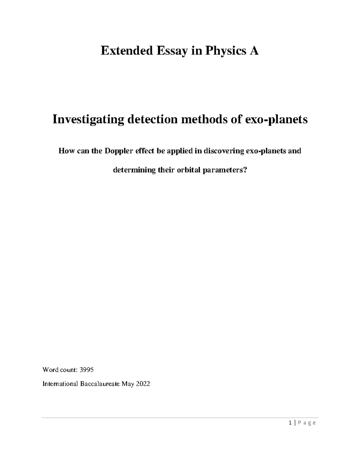 physics extended essay format