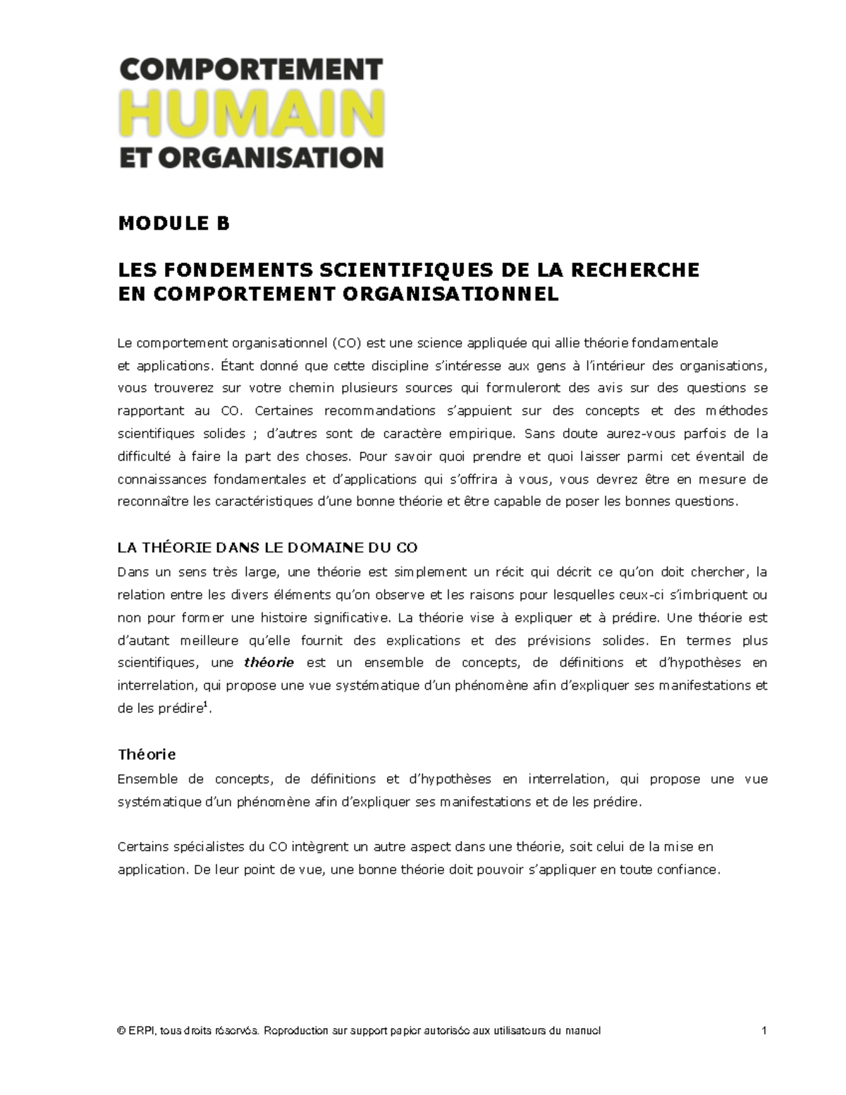 Module B Fondements Scientifiques (lecture) - MODULE B LES FONDEMENTS ...