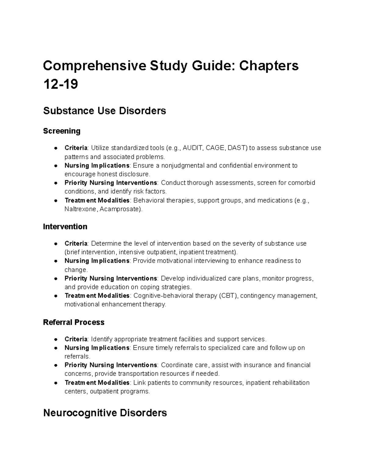 Comprehensive Study Guide: Chapters 12-19 - Comprehensive Study Guide 