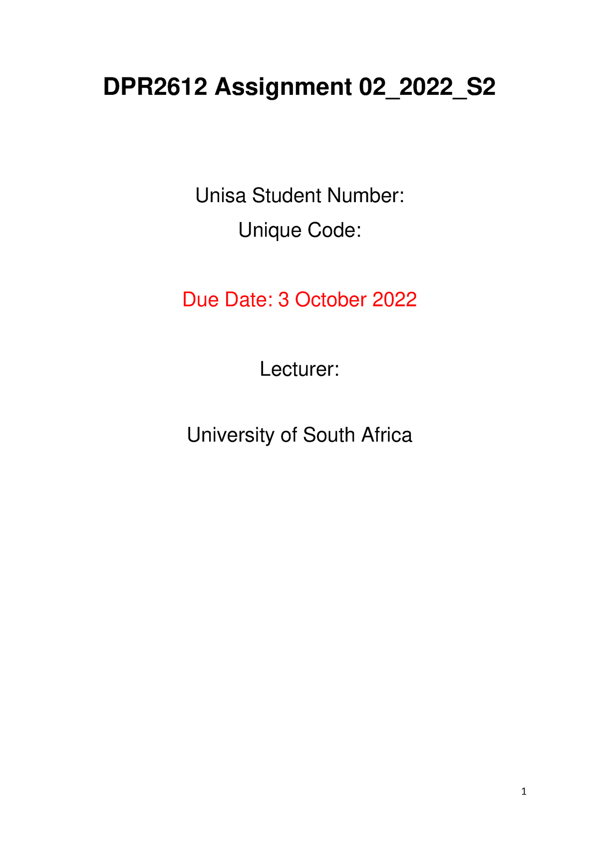 unisa assignment submission 2022