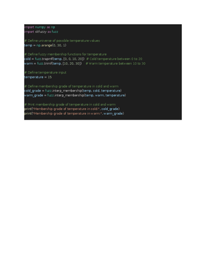 Fuzzy 3 - Import Numpy As Np Import Skfuzzy As Fuzz Define Universe Of ...