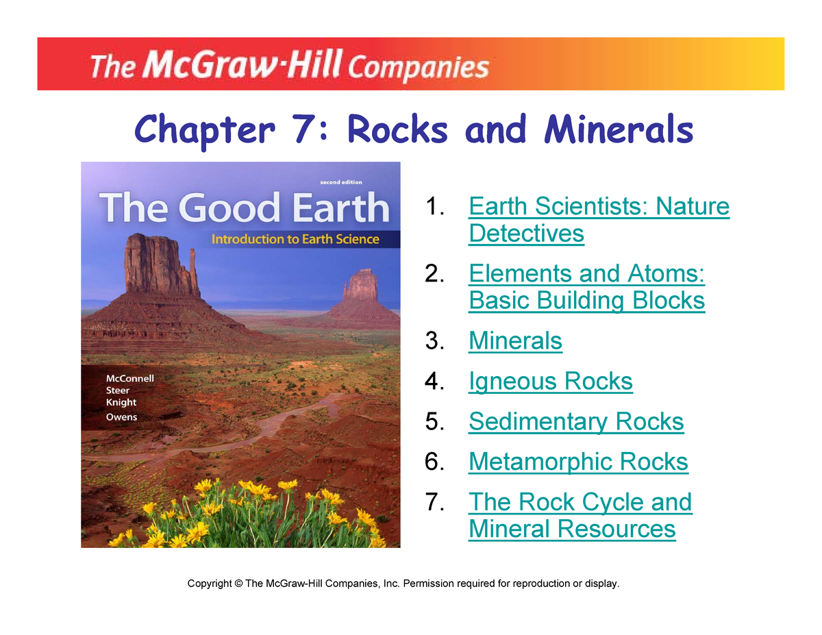 PPT Ch07 Tttttt - Notes - Chapter 7: Rocks And Minerals 1. Earth ...