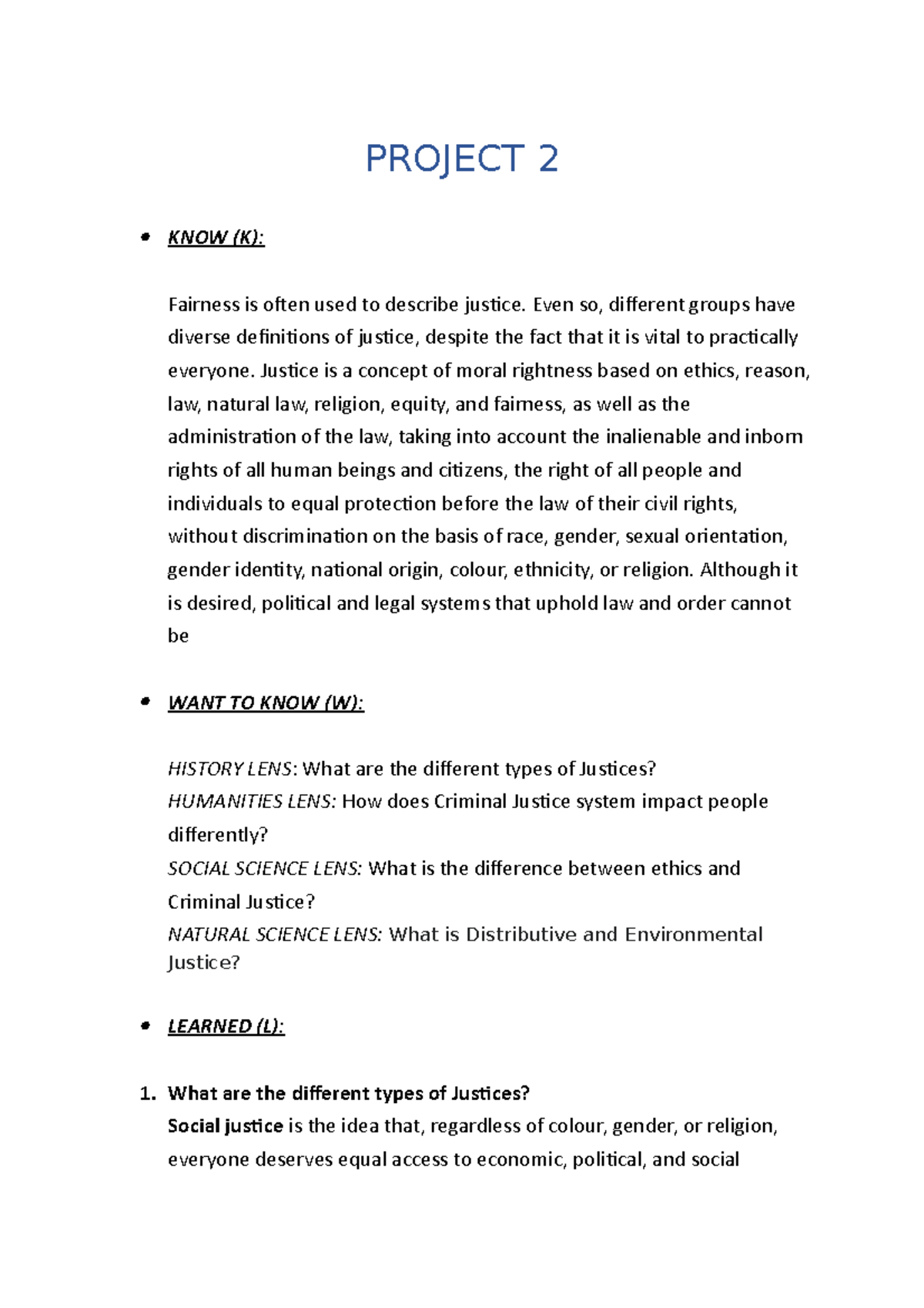 IDS Module 5 Project 2 Draft - PROJECT 2 KNOW (K): Fairness is often ...