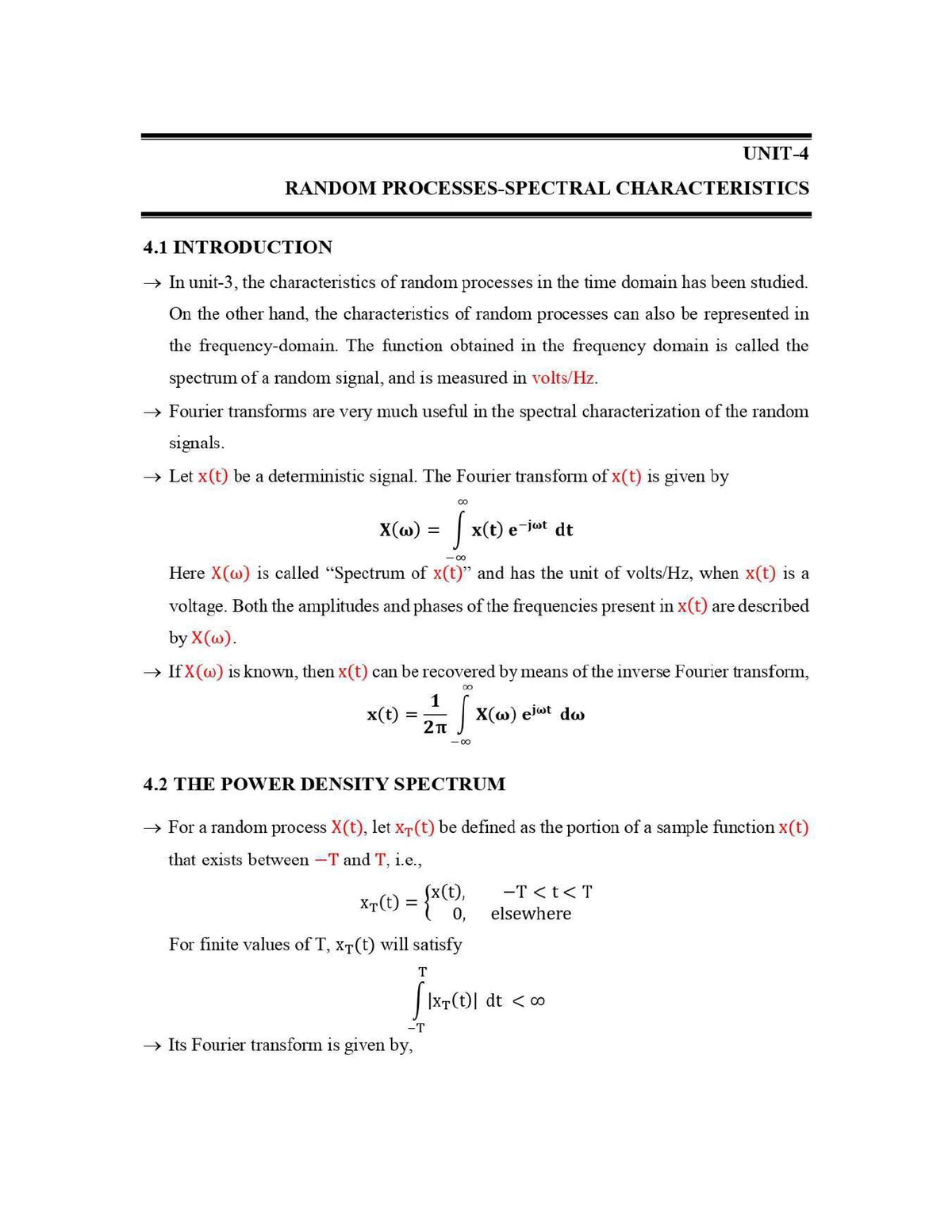 Probability Theory And Stochastic Processes(PTSP)- Spectral ...