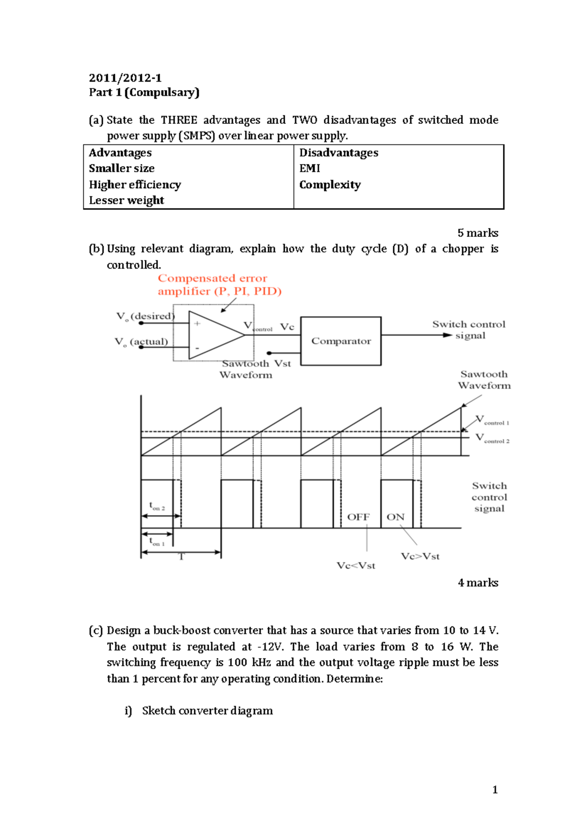 POWER ELECTRONICS and DRIVES 2011/20121 Part 1 (a