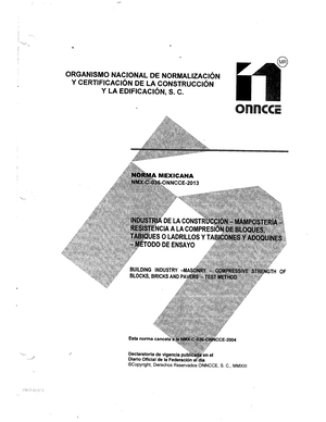 NMX-C-109- Onncce-2013 Norma para cabeceo especímenes concreto vigente ...