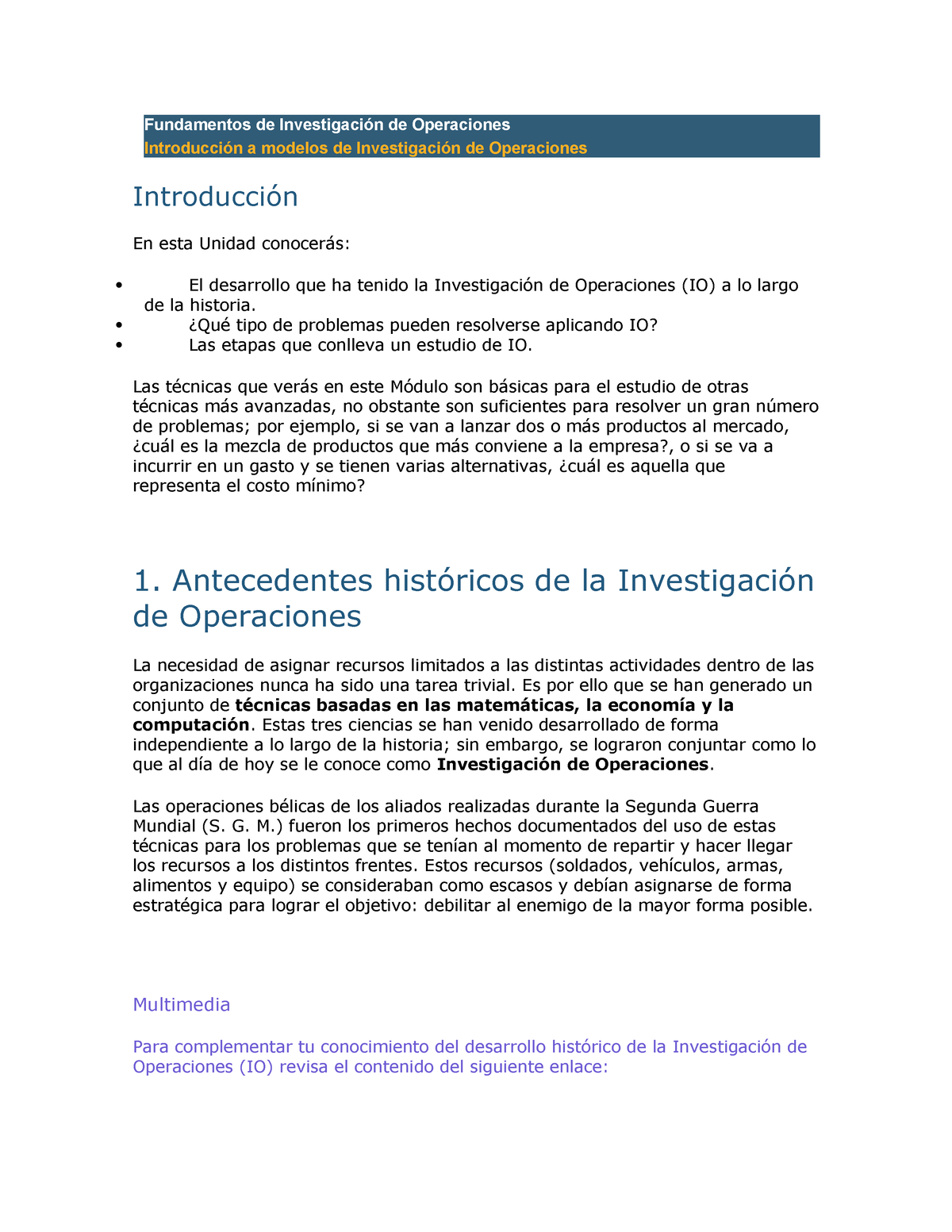 Introducción a modelos de Investigación de Operaciones - Fundamentos de ...