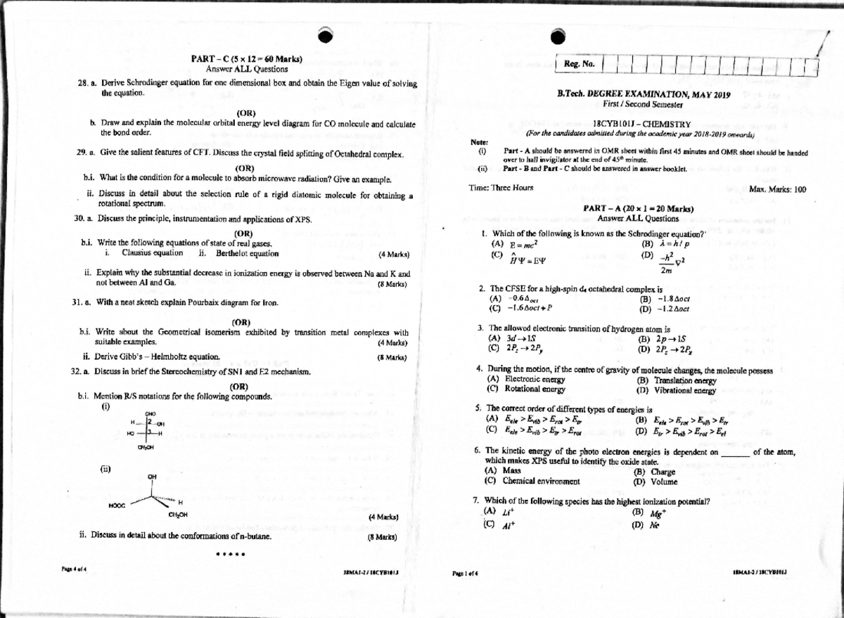 Important CHEM - Chemistry (21CYB101J) - The Kinetic Eners/ Of The ...