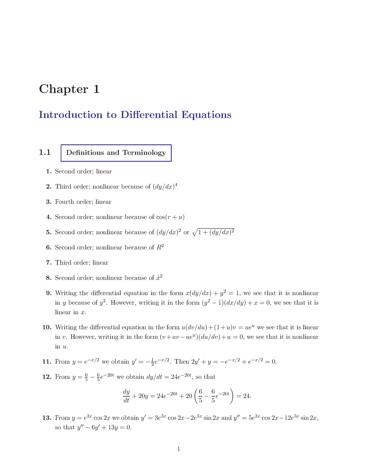 Chap+1 answer Chapter 1 Introduction to Differential Equations 1