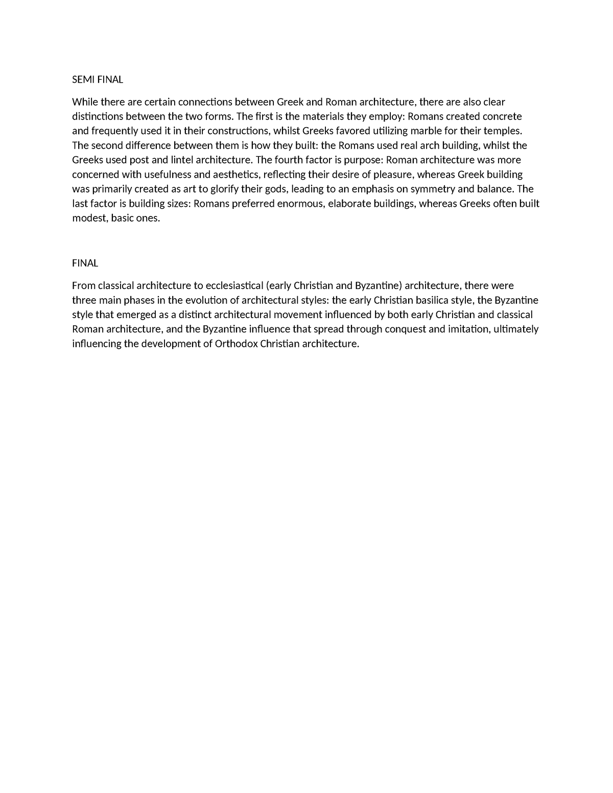 HOA FINAL EXAMS - SEMI FINAL While there are certain connections ...