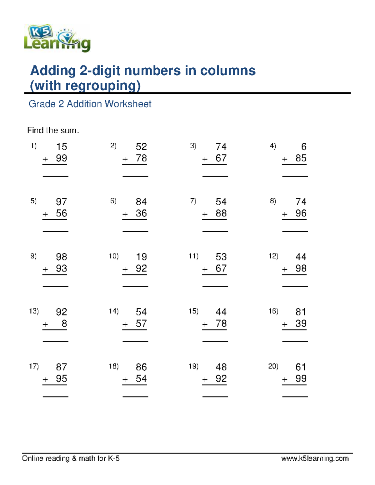 Circular Functions - Online reading & math for K-5 k5learning Adding 2 ...