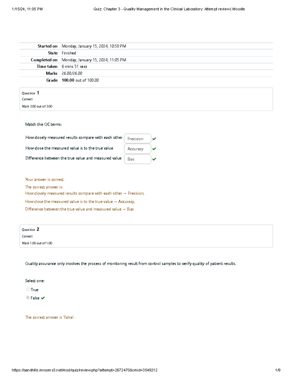Clinical chem Quiz Chapter 3 - Quality Management in the Clinical ...
