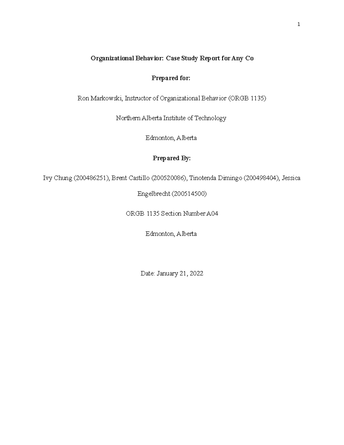 ORGB Paper - This is the first assignment that was done as a team to ...