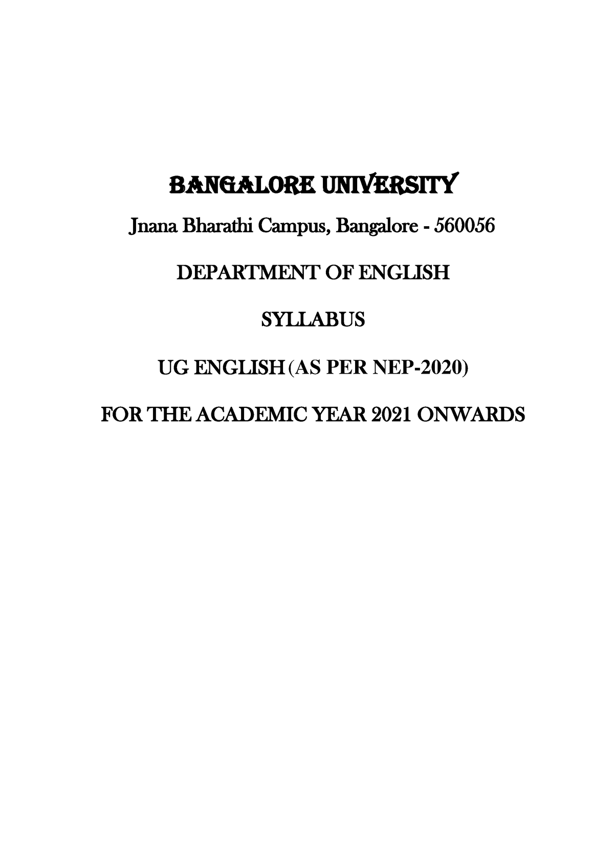 NEP UG Syllabus English 19102021 - Bangalore University Jnana Bharathi ...