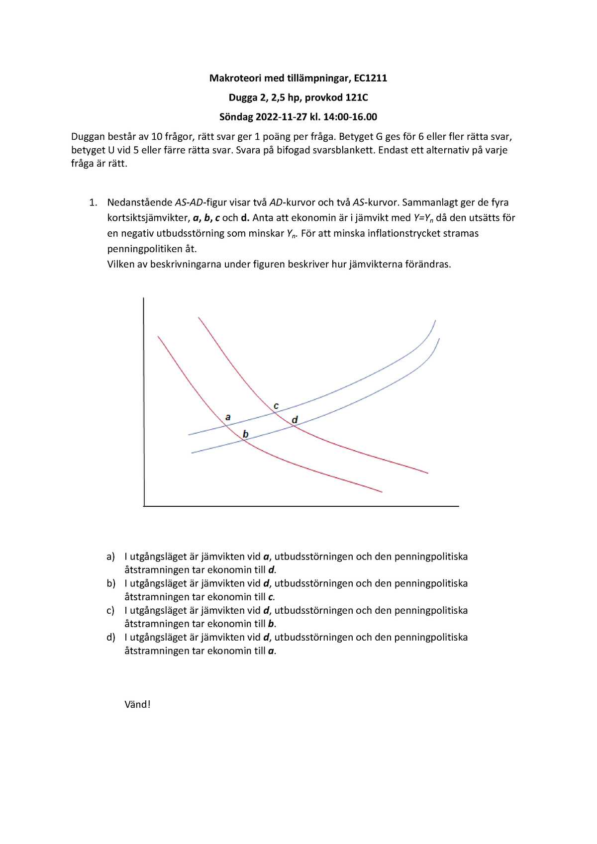 EC1211 Dugga 2 221127 - Makroteori Med Tillämpningar, EC Dugga 2, 2,5 ...