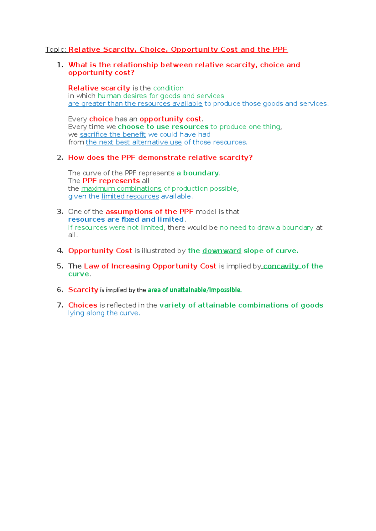 Relative Scarcity, Choice, Opportunity Cost and the PPF - What is the ...