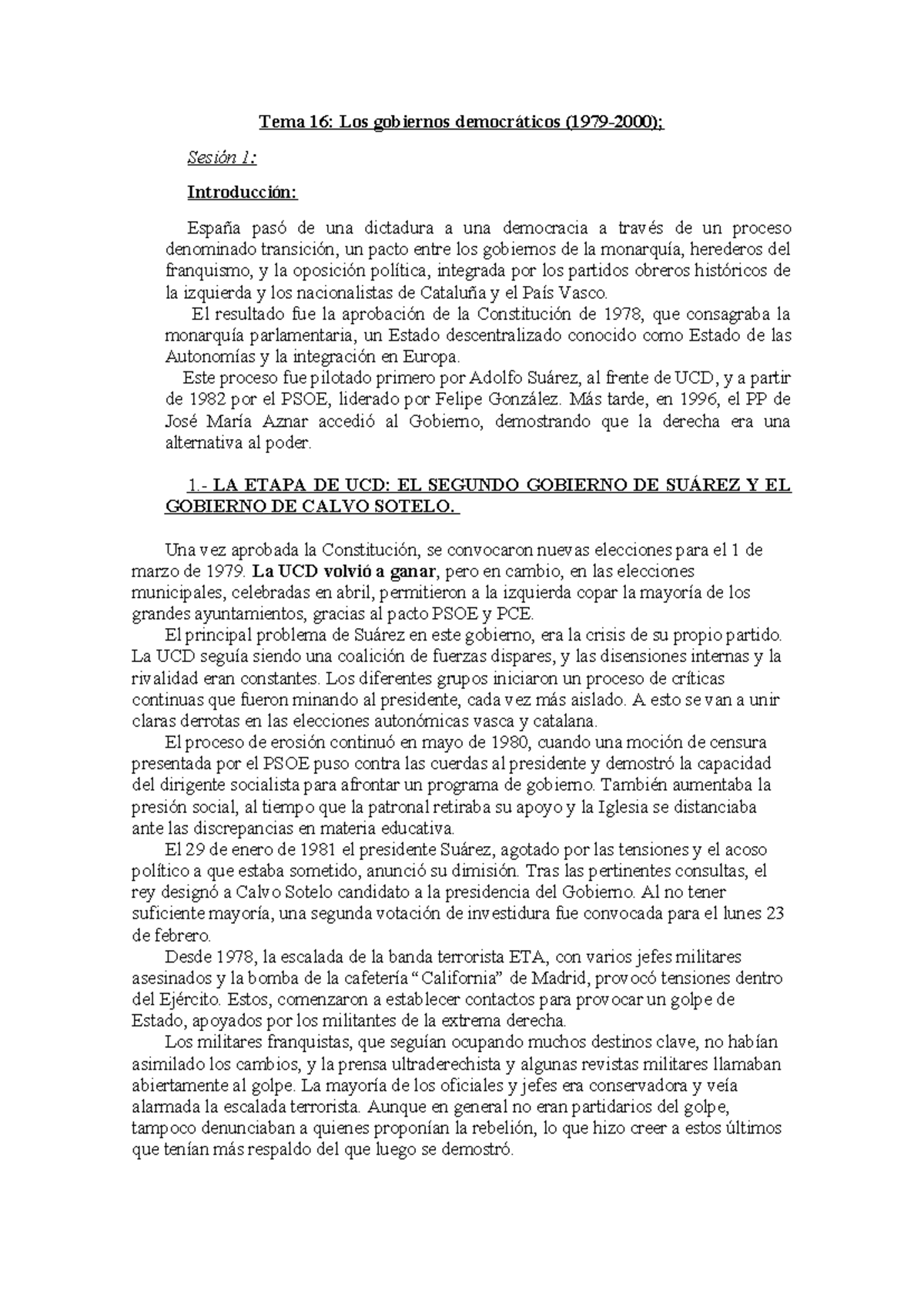 Tema 16 Gobiernos Democráticos Tema 16 Los Gobiernos Democráticos 1979 2000 Sesión 1 6260