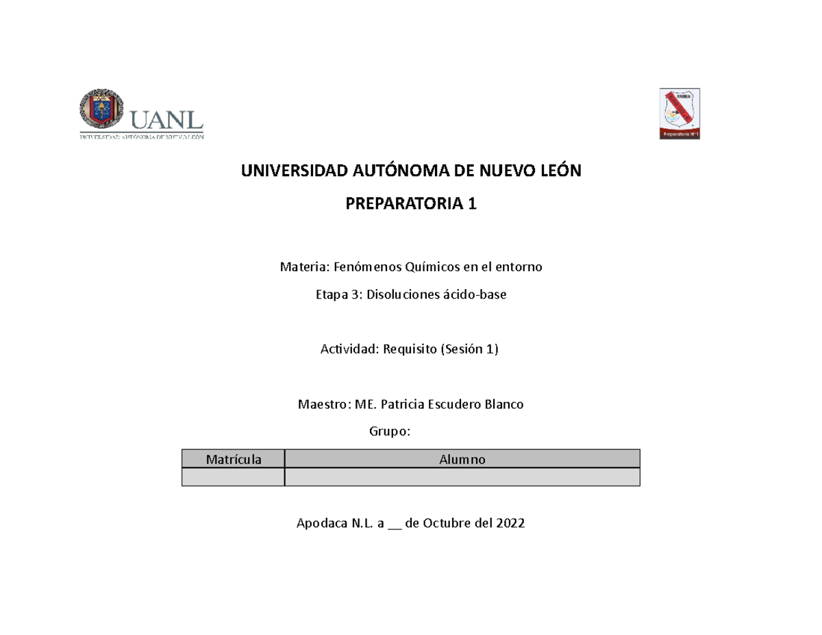 Actividad de requisito Sesión 1 Etapa 3 - UNIVERSIDAD AUTÓNOMA DE NUEVO ...