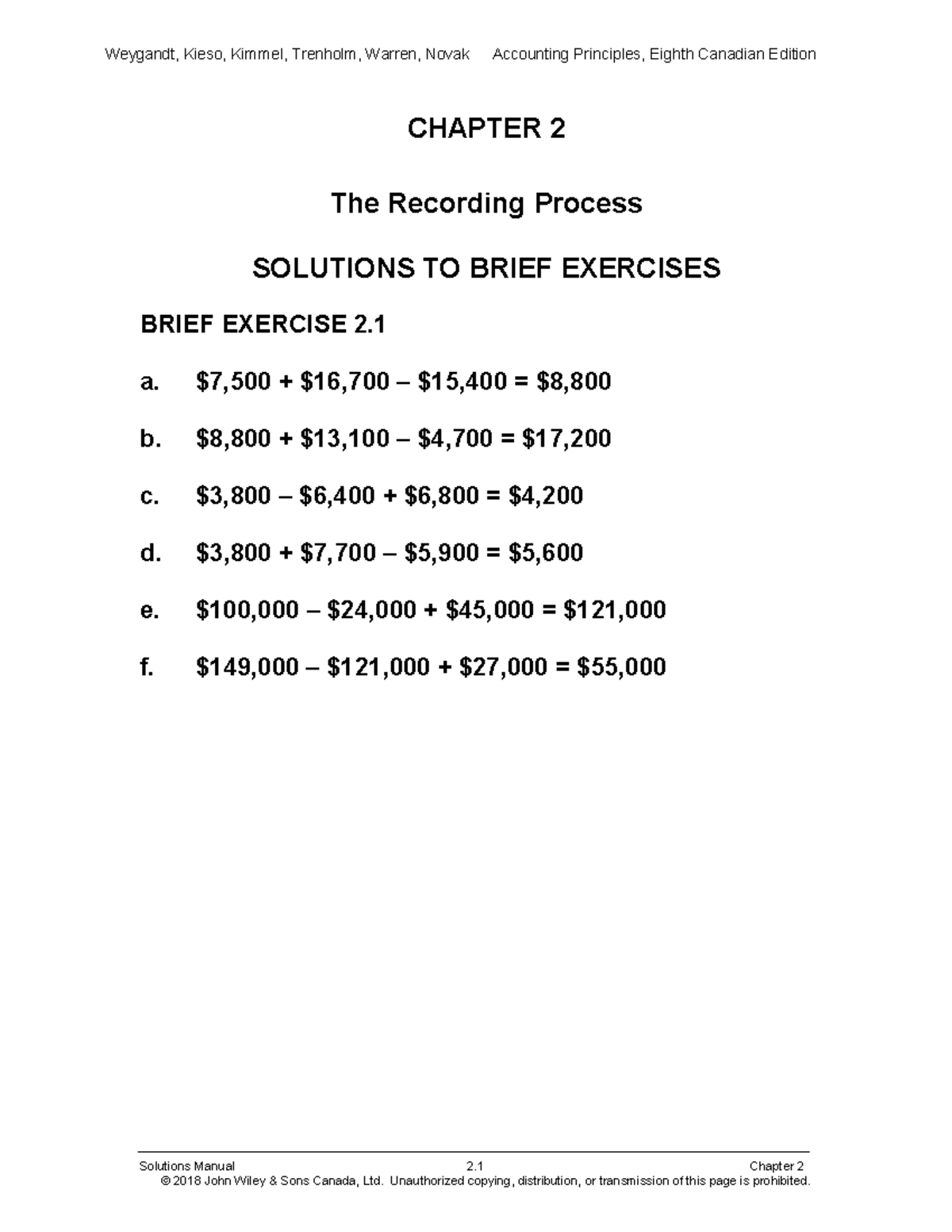 Accounting Principles Chapter 2 Solutions - Studocu