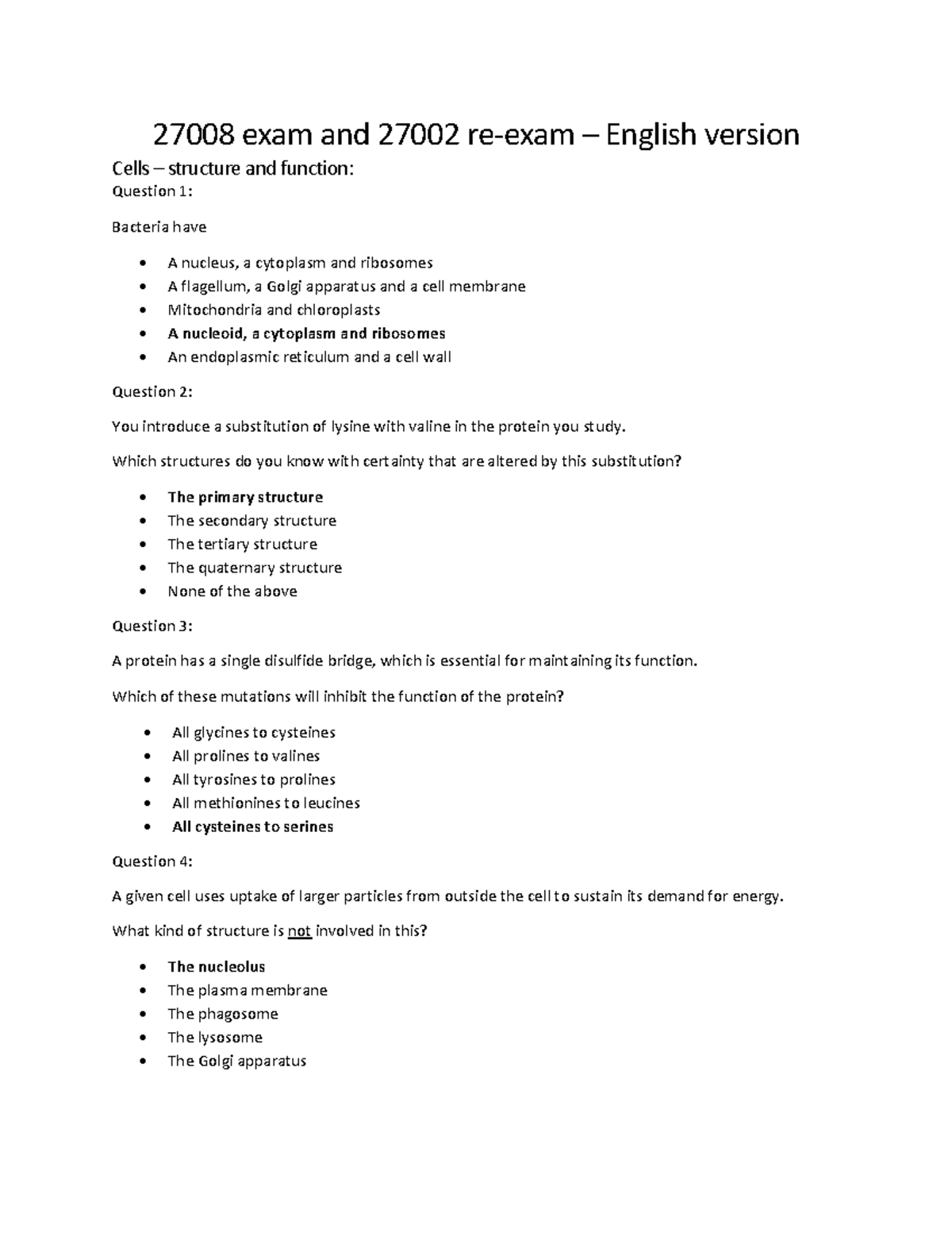 Life Science Exam Spring 2020 27008 exam and 27002 English version