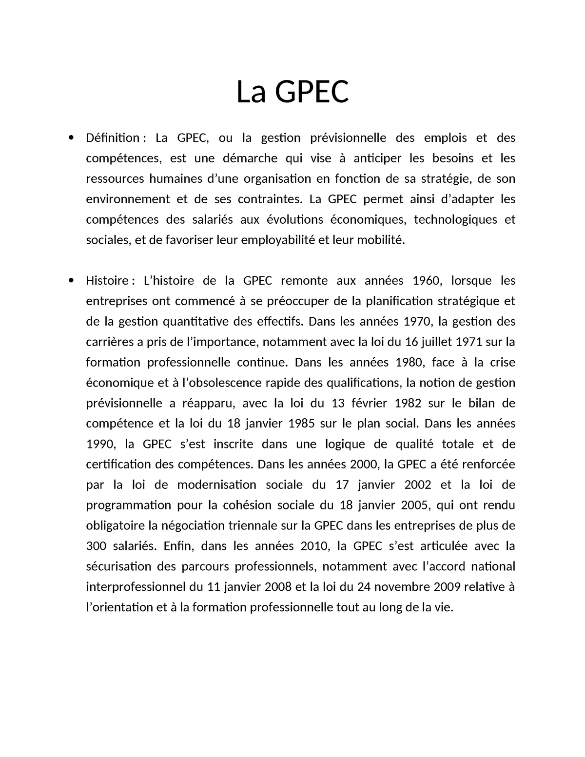 La GPEC - Gestion Prévisionnelle De L'emploi Et Des Compétences - La ...