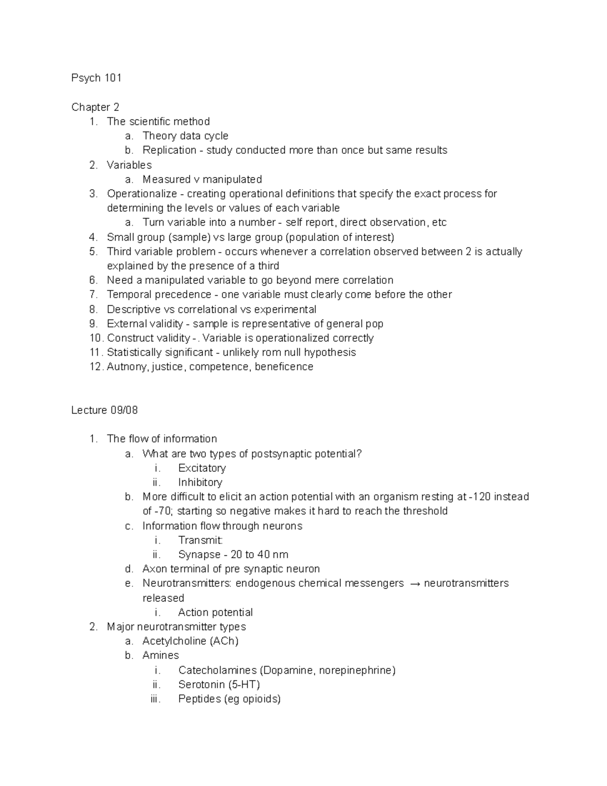 Psych 101 Lecture Notes - Psych 101 Chapter 2 1. The Scientific Method ...