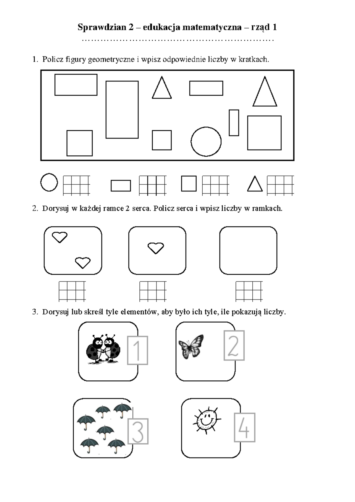 Sprawdzian 2 e. mat - dsds - Sprawdzian 2 – edukacja matematyczna