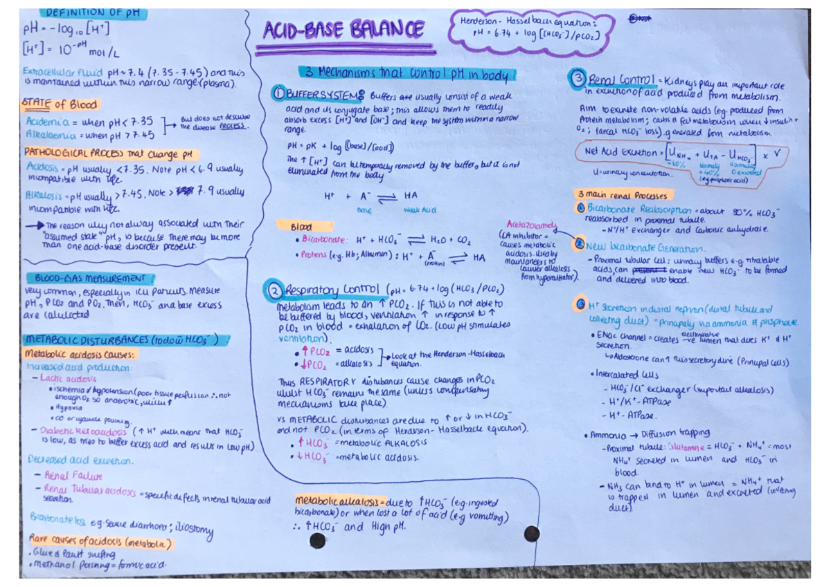 Acid Base Balance - MBChB Part II - Studocu