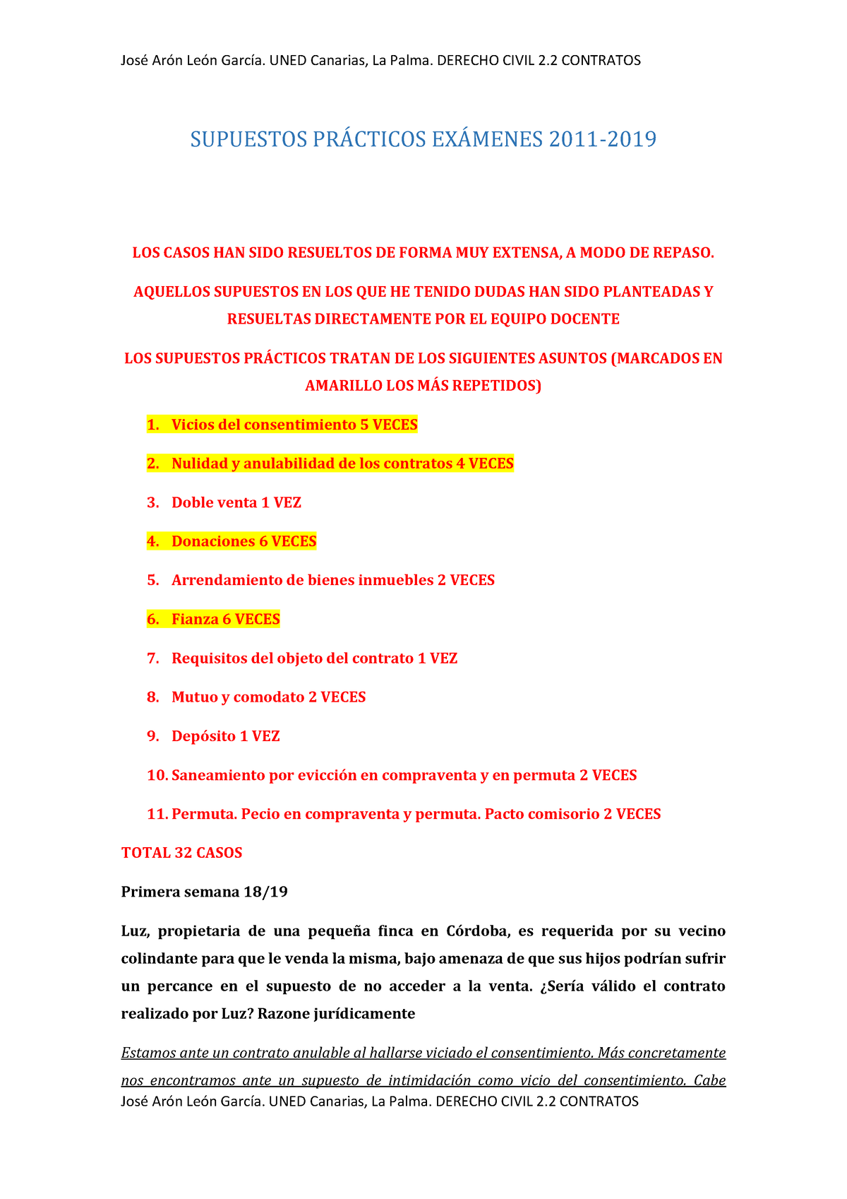 2011-2019 Casos PRÁ Cticos Civil Contratos - SUPUESTOS PRÁCTICOS ...