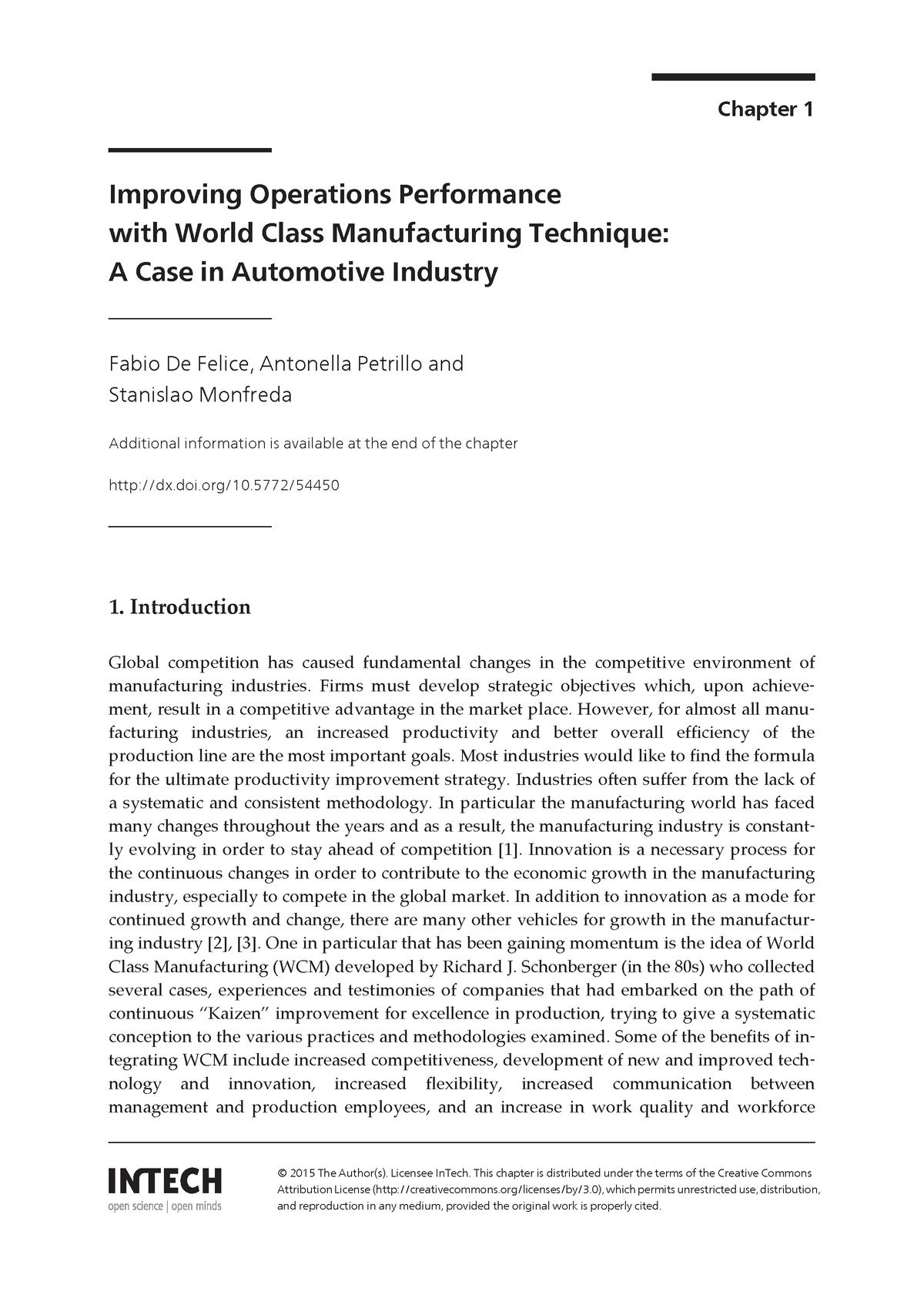 Improving Operations Performance with WCM Technique: A Case in