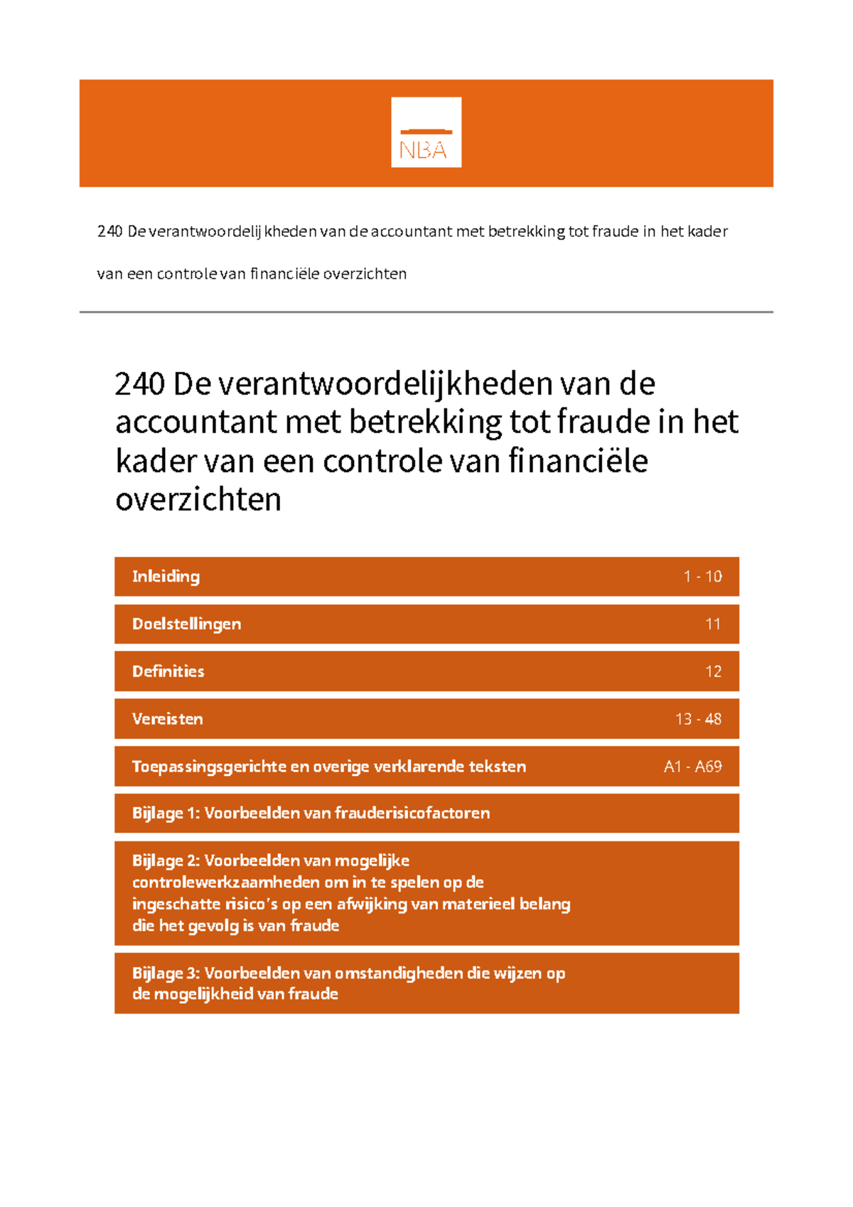 240 De Verantwoordelijkheden Van De Accountant Met Betrekking Tot ...